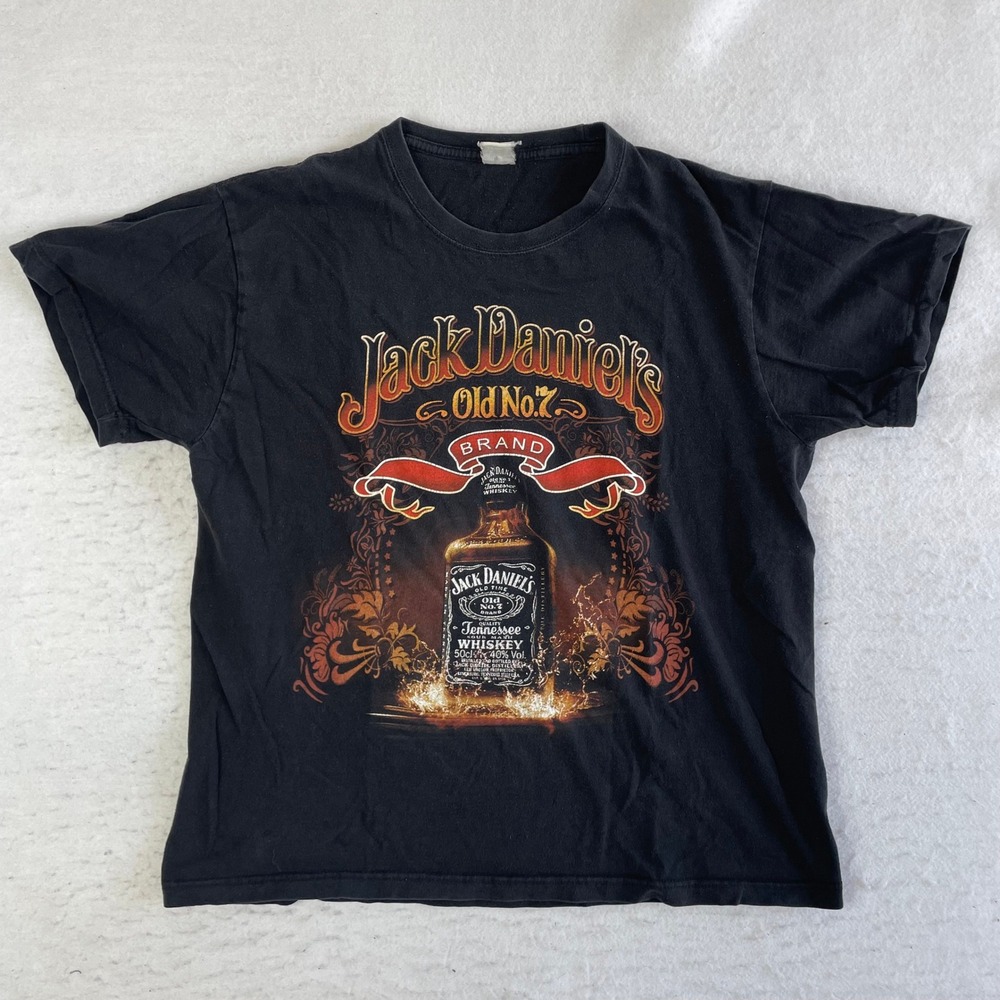 Jack Daniel's T-Shirt Mens Medium Black Old No. 7 Whiskey Logo Short Sleeve Tee
